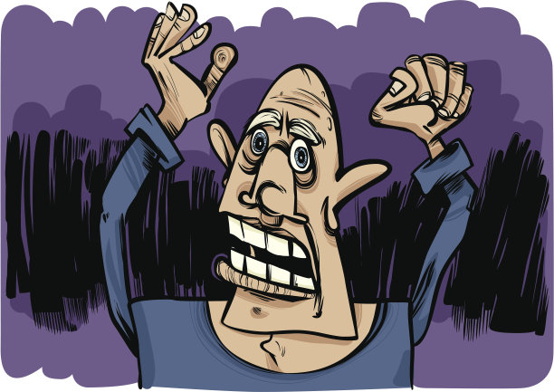 受惊男子的卡通素描图片下载