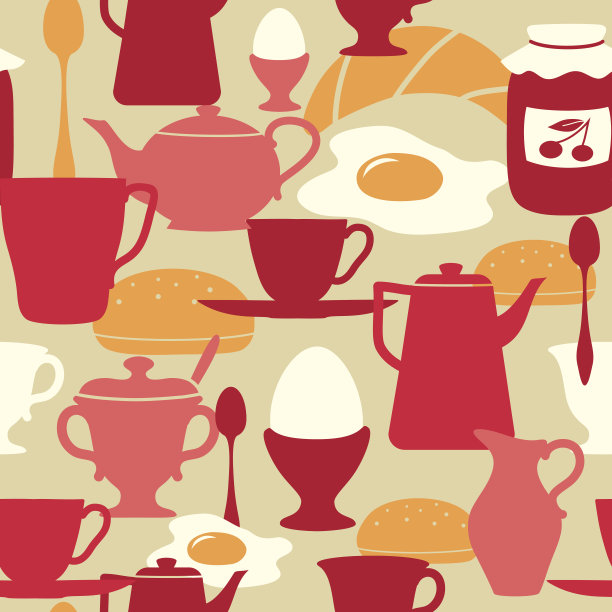 无缝模式与早餐主题图片下载