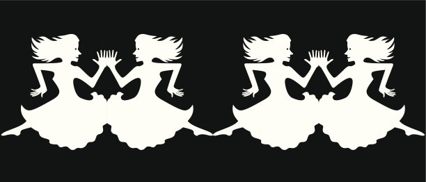 在黑色背景上孤立地跳着纸串舞的芭蕾舞者图片下载