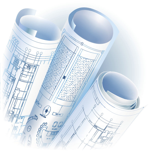 建筑背景与图纸卷图片下载