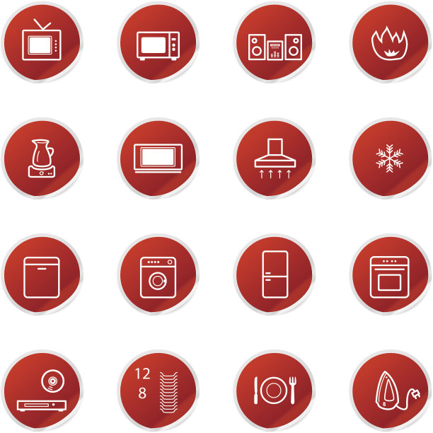 红色贴纸家用电器图标图片下载