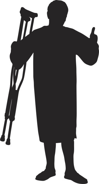 一个老年病人拿着拐杖的矢量图片下载