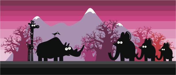 非洲动物的轮廓图片下载