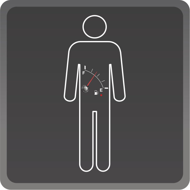 在我肚子里放着燃料表的矢量人图标。图片下载