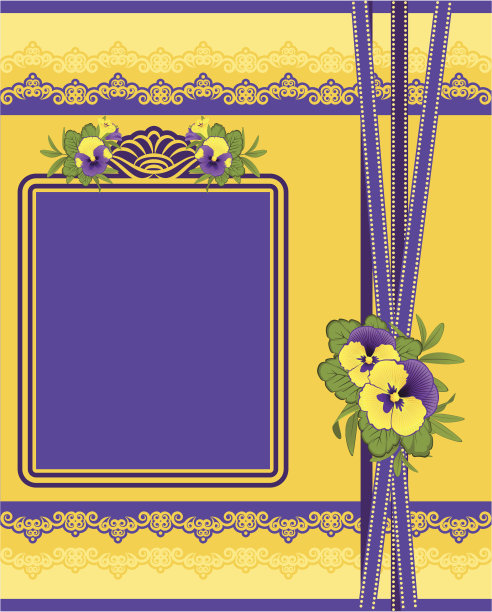 花在复古的背景与装饰品。向量图片下载