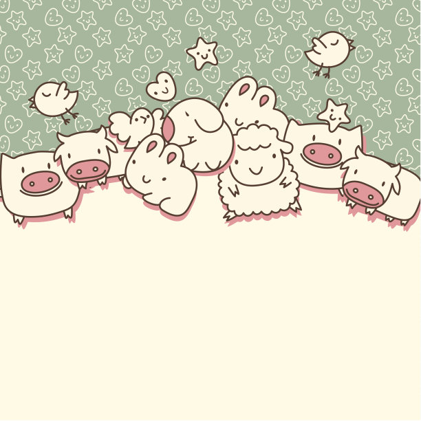 背景与可爱的卡通动物图片下载