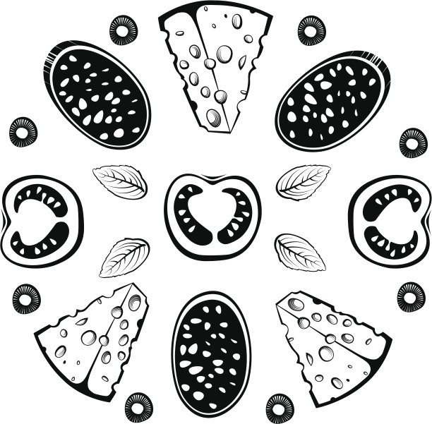 意大利腊肠披萨配料图片下载