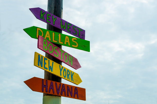 通往著名景点的方向标志。图片下载