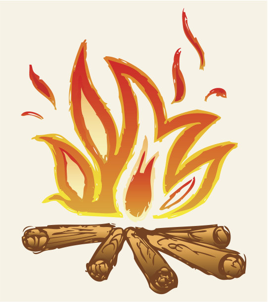 木柴和火焰的动画图片图片下载