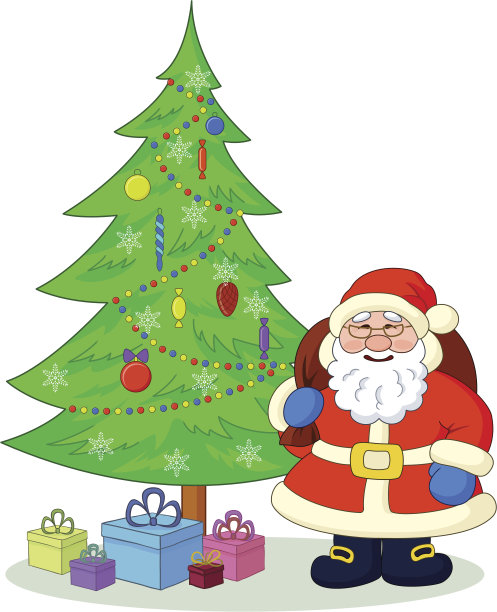 圣诞老人和圣诞树图片下载