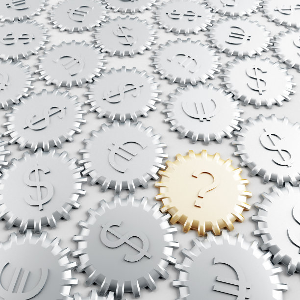 带有金融符号的金属齿轮图片下载