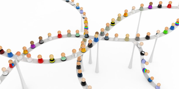 卡通人群，高人行道攀登图片下载