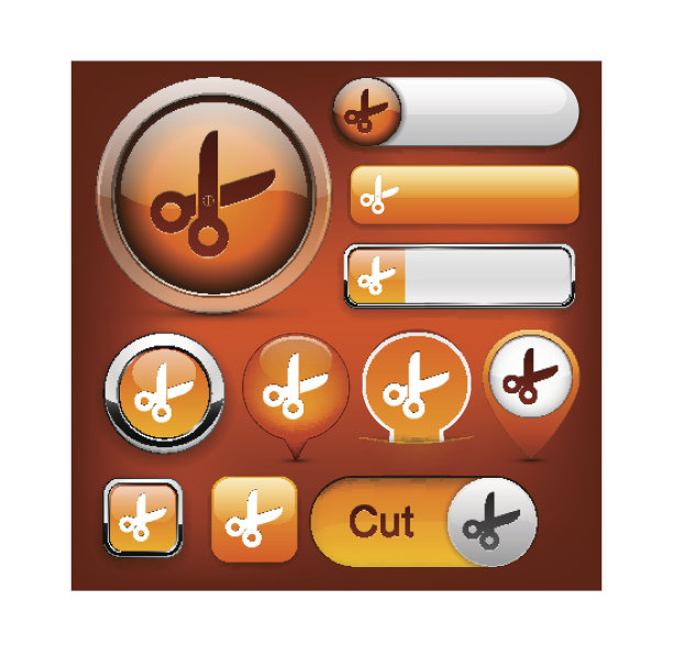 裁剪高细节的网页按钮集合。图片下载