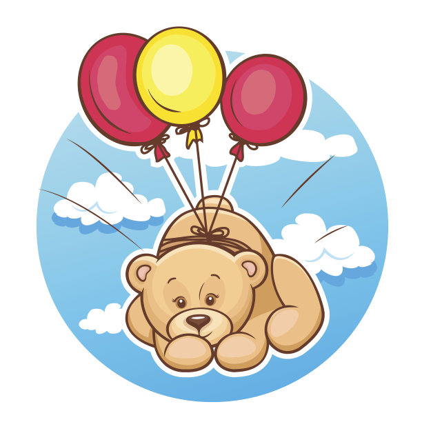 泰迪熊骑着气球飞图片下载