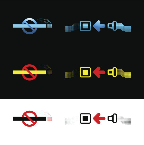 “禁止吸烟”和“系好安全带”的标志图片下载