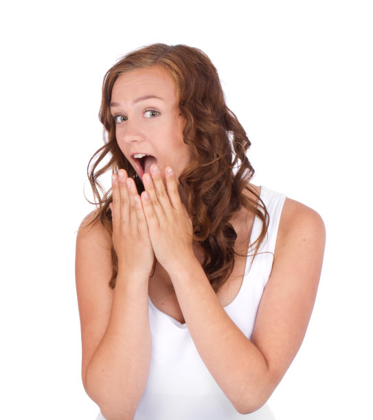 美丽的少女看起来很惊讶图片下载