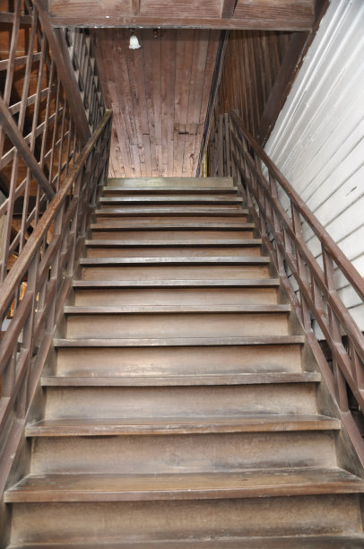 棕色旧风格的木头家梯子图片下载