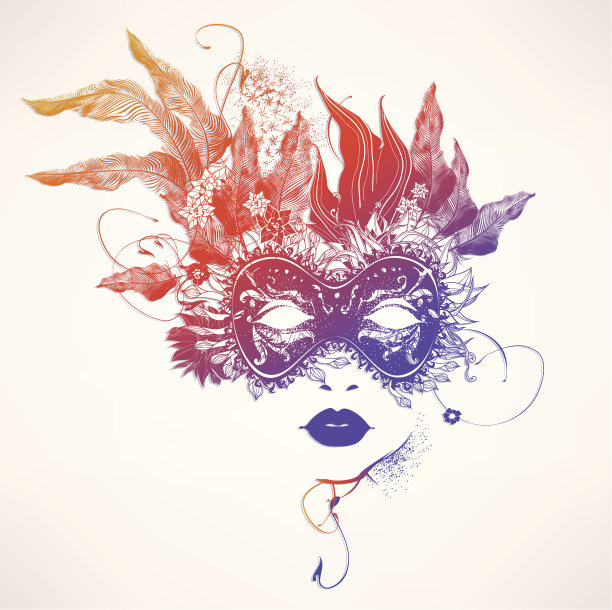 抽象的女人用鲜花面对图片下载