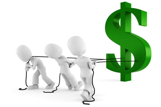 3d男人拉着美元符号素材图片