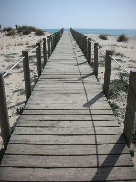 海滩木板路图片下载