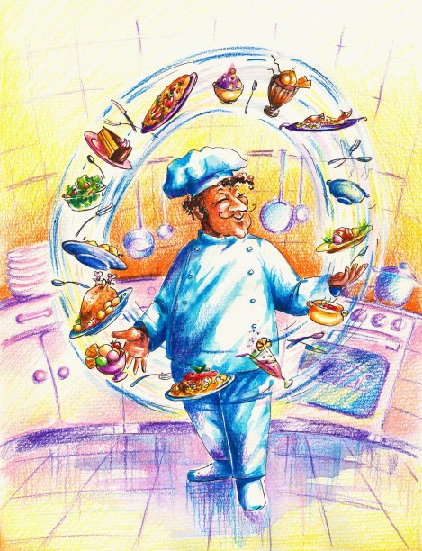 厨师在厨房里。图片下载