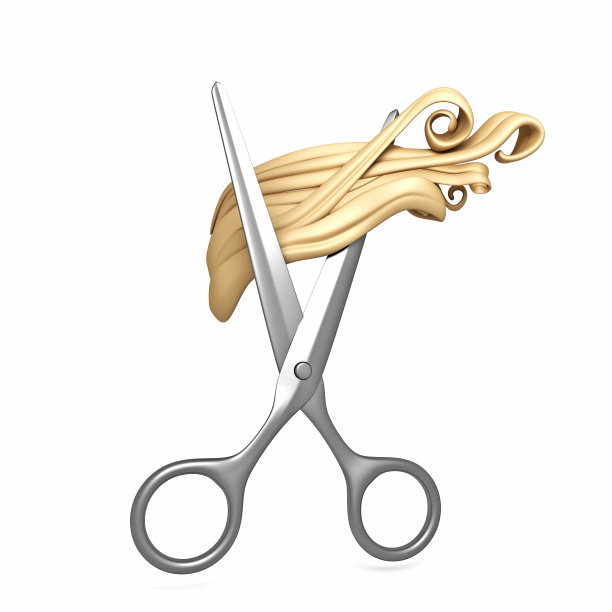 金色长发剪刀图片下载