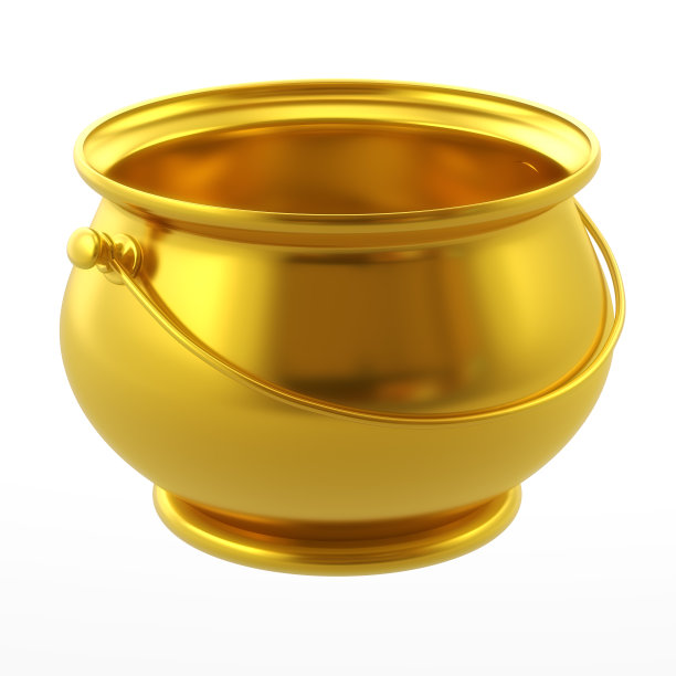 白色背景上的一个金壶的插图图片下载