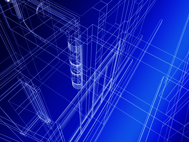 蓝色和白色的抽象建筑蓝图图片下载