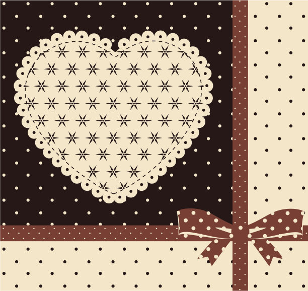 复古的心与蕾丝饰品。向量图片下载