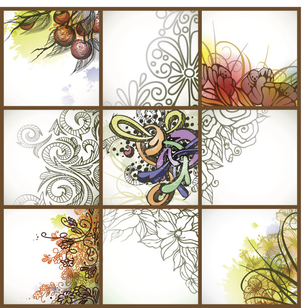 一组花卉背景。图片下载