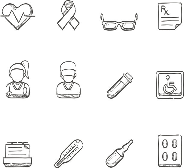 素描图标-医疗3图片下载