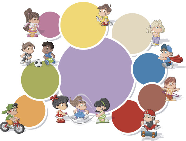 几组卡通小孩在玩图片下载