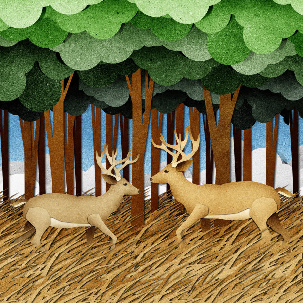 鹿用再生纸制作工艺背景素材图片