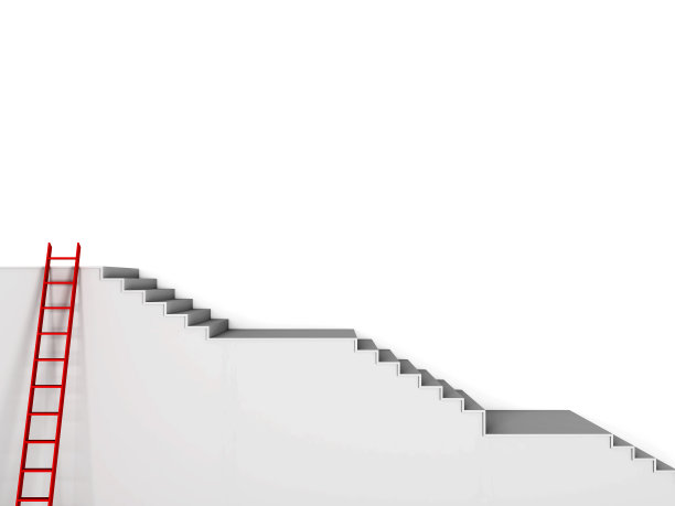 台阶和红色的梯子图片下载