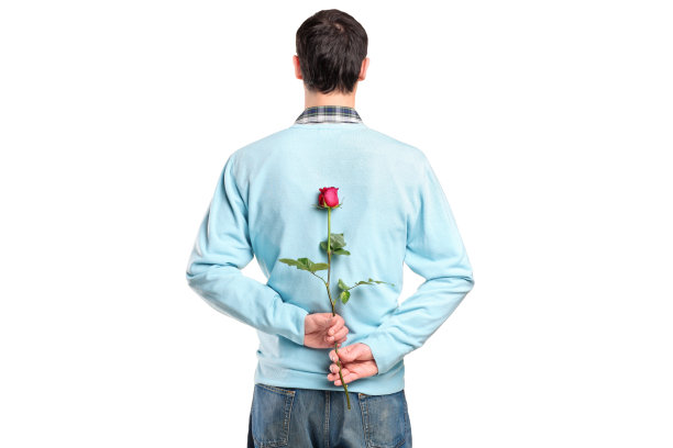 一个人把花藏在背后图片下载