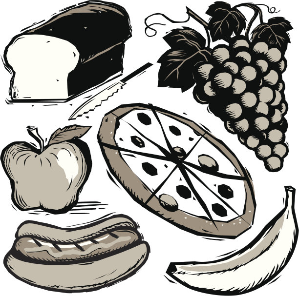 木刻的食物图片下载