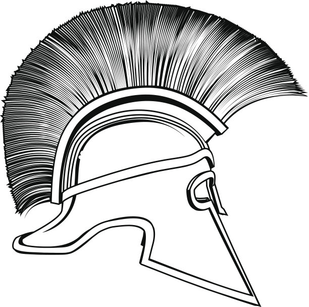 黑白古希腊武士头盔图片下载