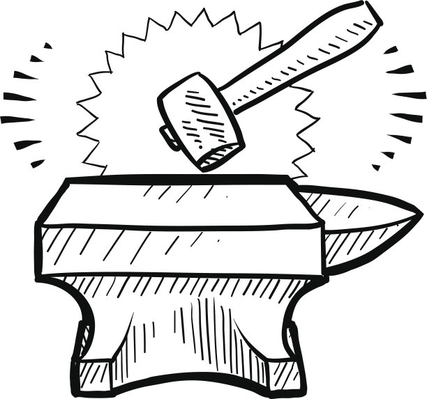 铁锤和铁砧草图图片下载