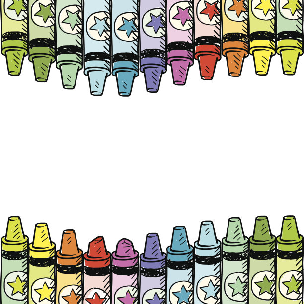 无缝蜡笔波浪边框图片下载