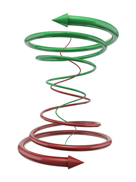 绿色和红色带箭头的螺旋线图片下载