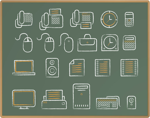 粉笔素描图标-办公室图片下载