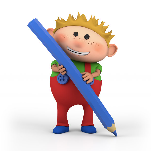 拿着彩色铅笔的男孩素材图片