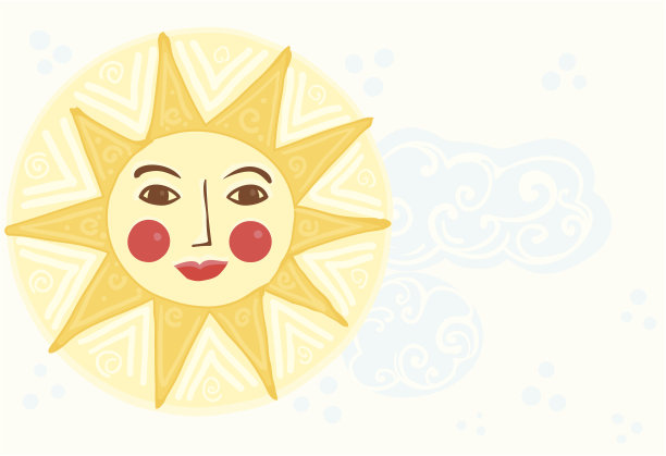 手绘的太阳在天空的背景图片下载