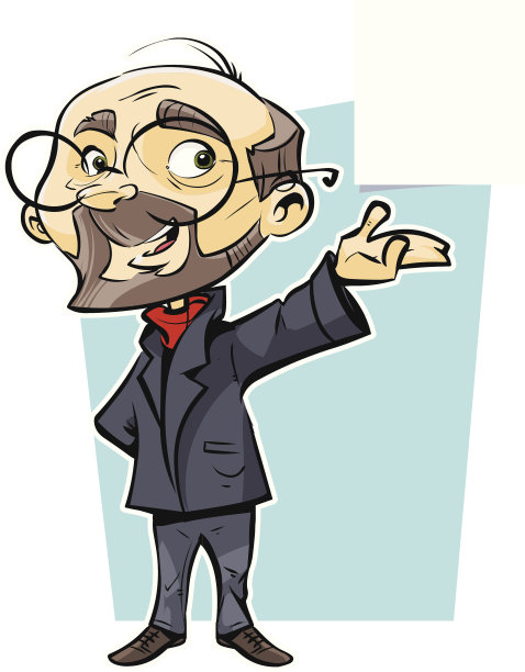 微笑的导师指着空白横幅图片下载