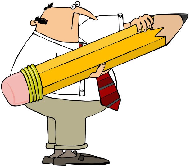 拿着一支巨大铅笔的男人图片下载