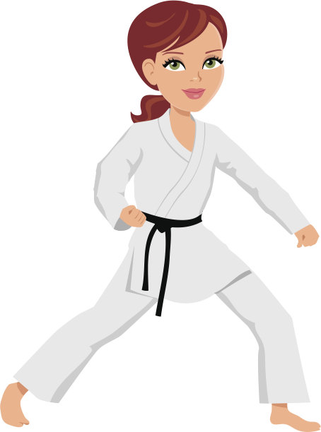 武术女孩插图卡通图片下载