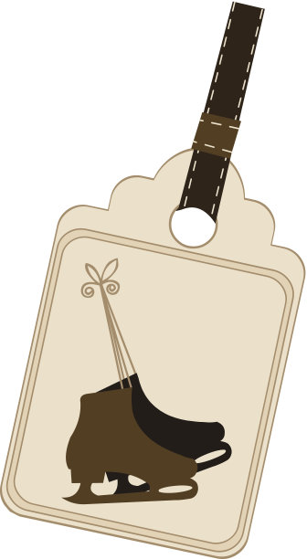 插图溜冰鞋行李标签图片下载