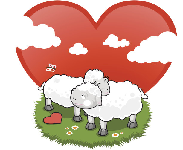 羊情侣在情人节的爱情(向量)图片下载