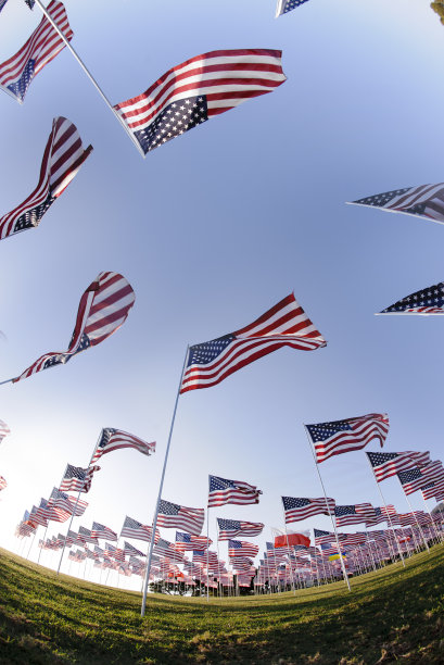 蓝天下的美国国旗图片下载