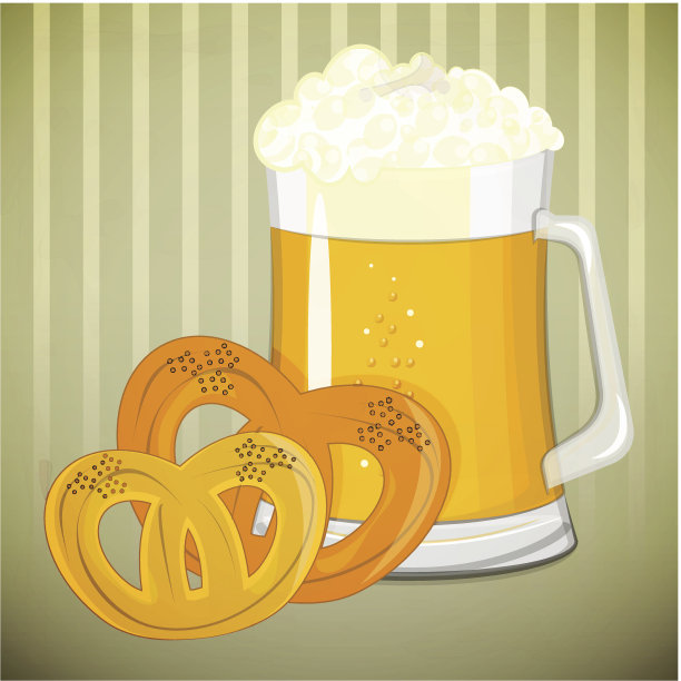 啤酒和椒盐卷饼图片下载